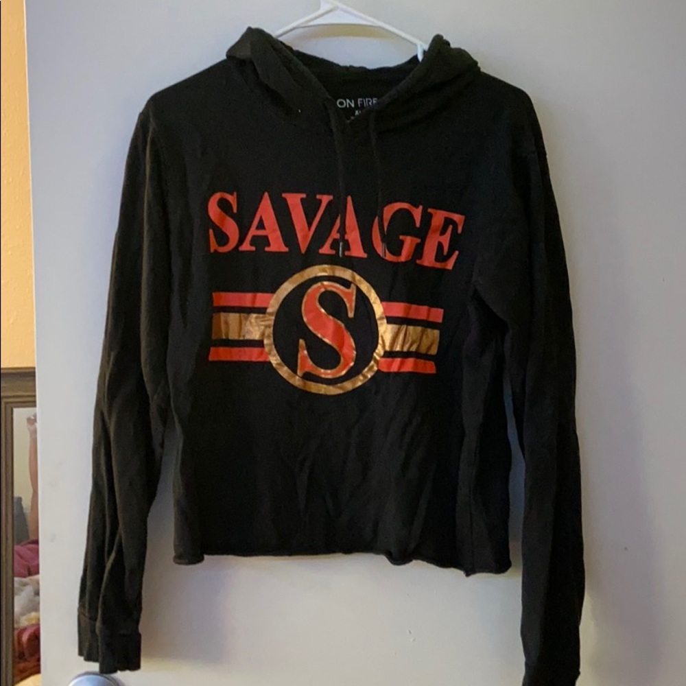 Black cropped hoodie